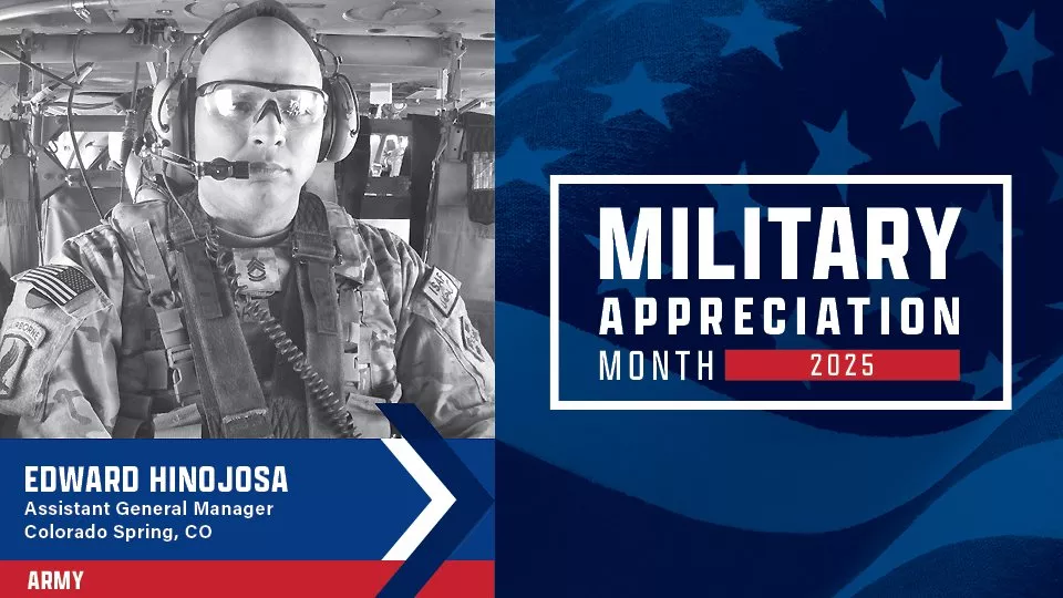 Edward Hinojosa with Military Appreciation Month Graphic