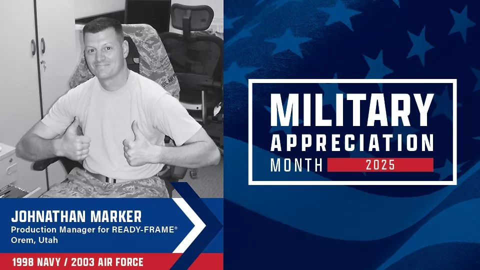 Johnathan Marker with Military Appreciation Month Graphic