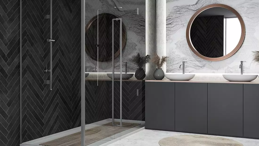 Modern Bathroom featuring Large Walk-In Shower