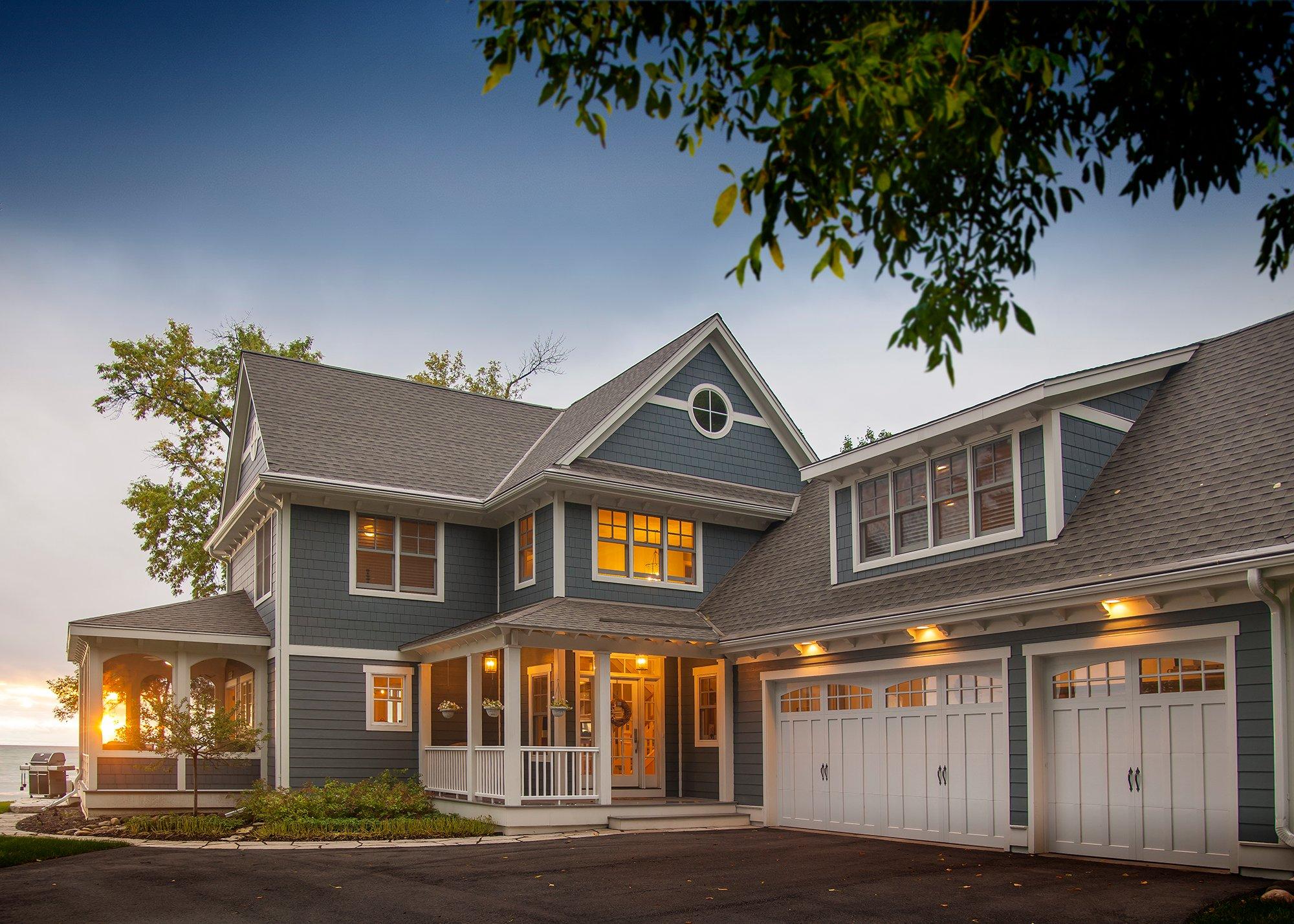 Hardie® Plank, Hardie® Shingle and Hardie® Panel in Evening Blue