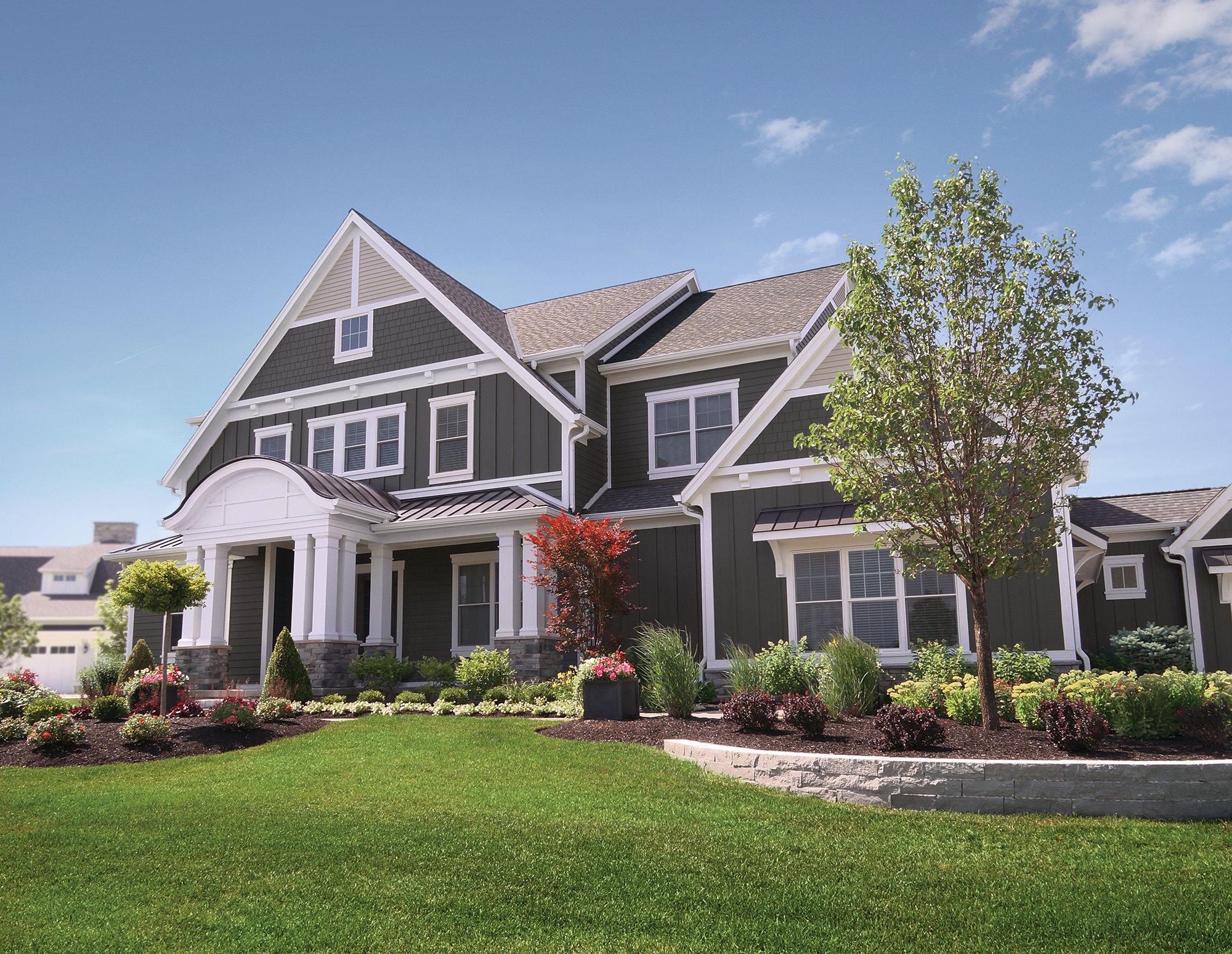 Hardie® Plank, Hardie® Shingle and Hardie® Panel in Iron Gray