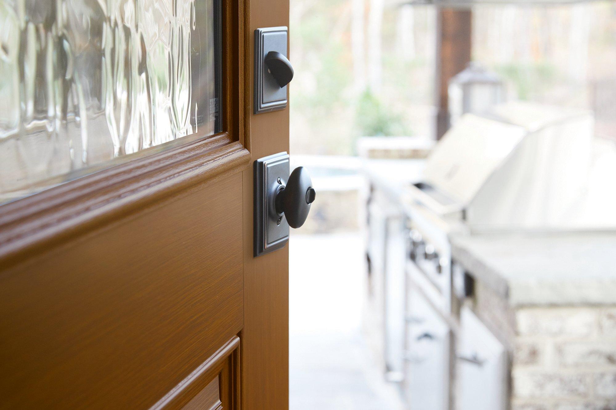 JELD-WEN® Pro Series, Fiberglass Design-Pro™ Fir, 1/2 View, 1-Panel Exterior Door