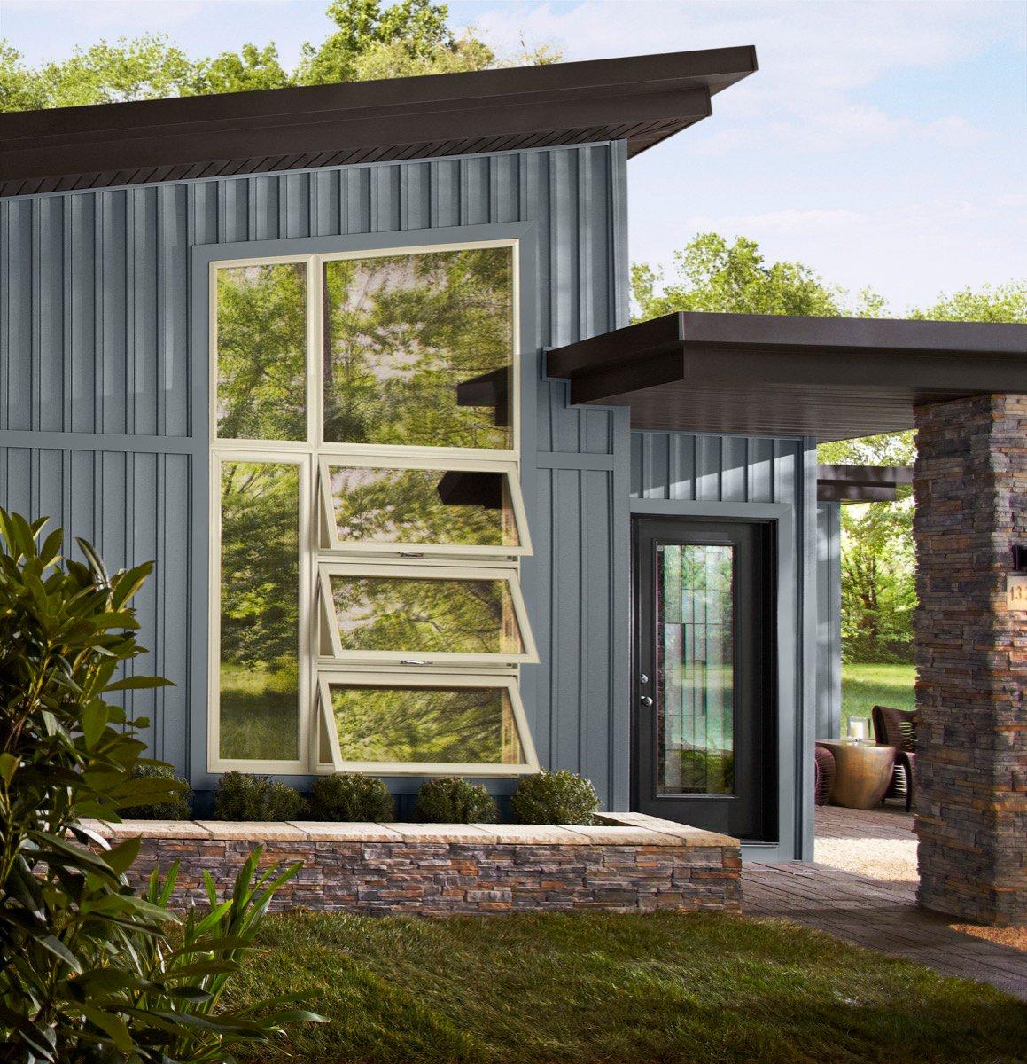 Ply Gem® 1500 Series  Mulled Unit of Awning and Geometric Windows in Beige