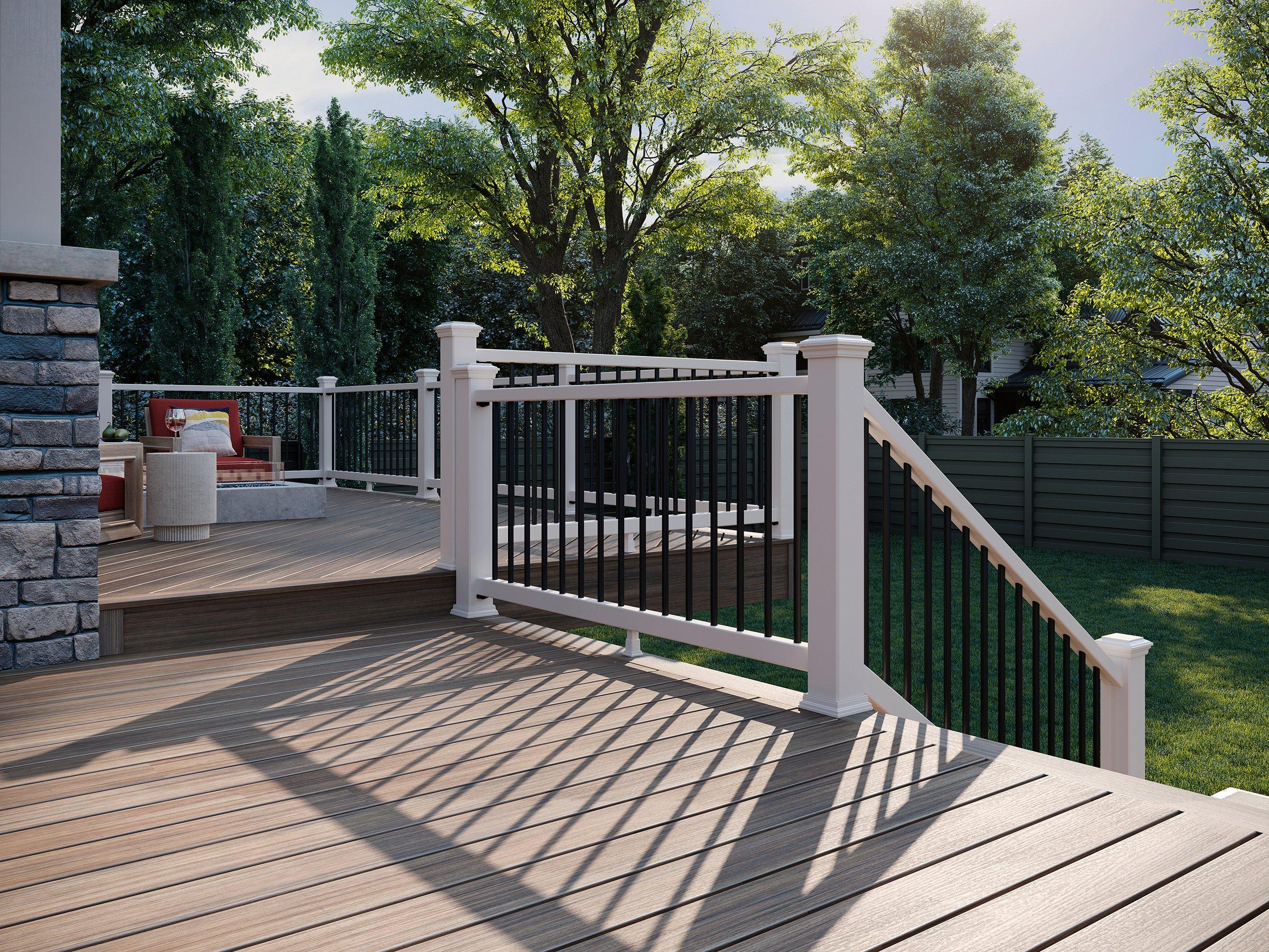 Trex Enhance® Naturals Honey Grove Decking with White Select® Composite Railing