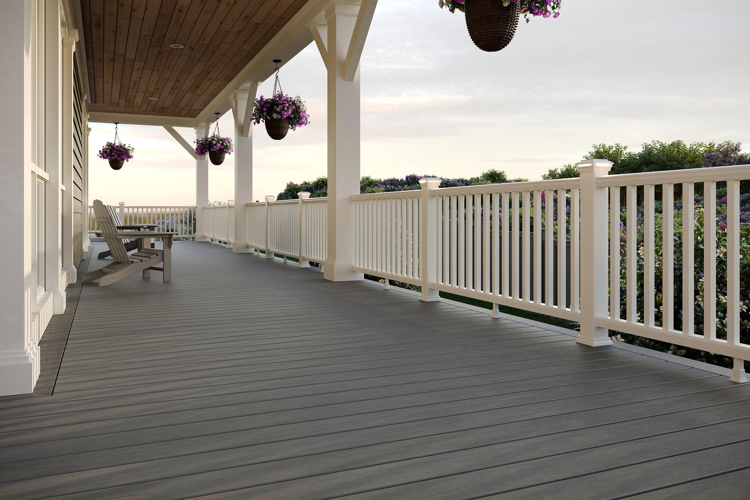 Trex® Transcend® Lineage® Island Mist Decking with Transcend® White Railing