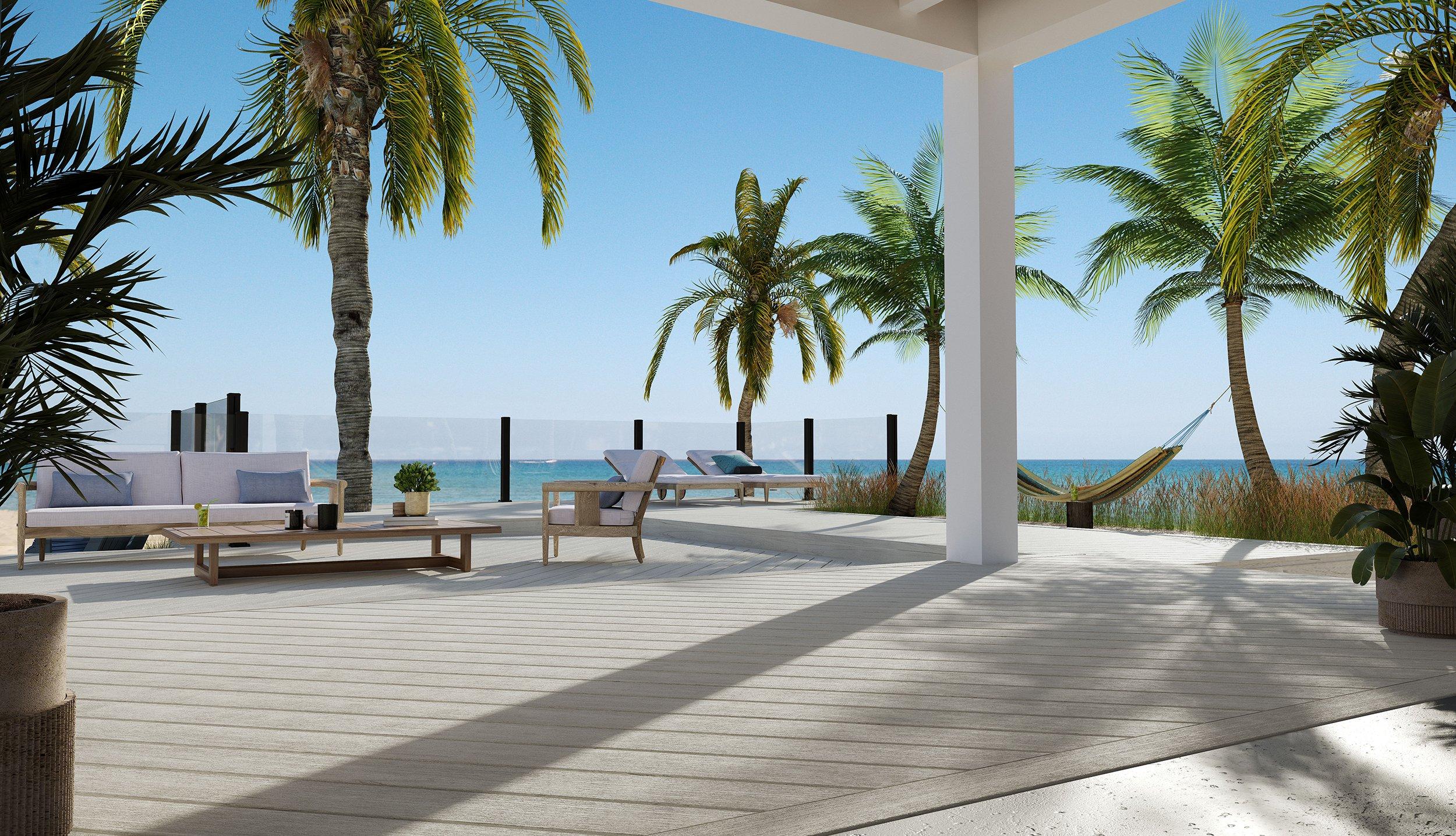 Trex Transcend® Lineage® Salt Flat Decking and Signature® X-Series™ Frameless Glass Railing